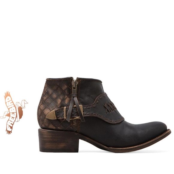 FREEBIRD GRAND Chocolate brown Tan Leather ANKLE BOOTIES - Picture 1 of 12